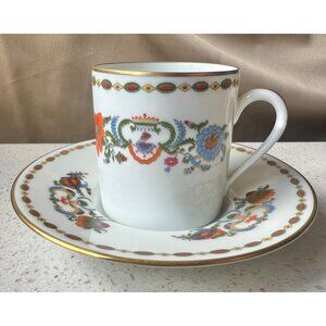 A. Raynaud Et Cie Limoges France Porcelain Cup & Saucer Set With Floral Motif Go
